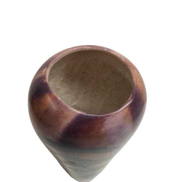 Stone Vase Hand Carved African Alabaster SIGNED Etched Scenes Gazelle Animal VTG - Picture 9 of 16